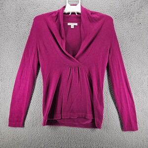 Banana Republic Women's Medium V Neck Top Long Sleeve Knit Purple -‎ Pink M